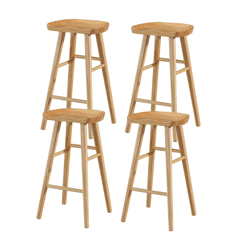 Industrial Style Wooden Bar-stool Saddle Seat Counter Stool for Kitchen Bar Wood 4 Piece Set Bar Stool(30"H) Clearhalo 'Bar Furniture' 'Bar Stools' 'bar_stools' 'furn' 'furn_bar_stools' 'furniture_bar_stools' 'Kitchen & Dining Furniture' 'kitchen&dining_furn' 'kitchen' 'kitchen_furn' Furniture' 4620911