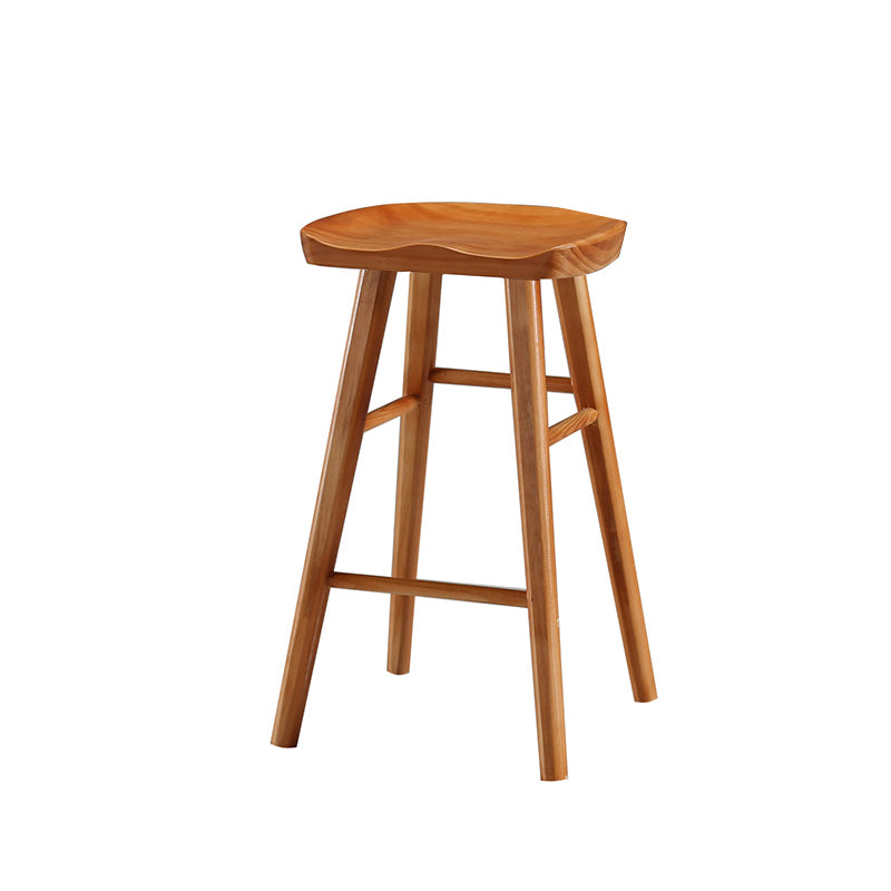 Industrial Style Wooden Bar-stool Saddle Seat Counter Stool for Kitchen Bar Distressed Wood 1 Piece Short Stool(22"H) Clearhalo 'Bar Furniture' 'Bar Stools' 'bar_stools' 'furn' 'furn_bar_stools' 'furniture_bar_stools' 'Kitchen & Dining Furniture' 'kitchen&dining_furn' 'kitchen' 'kitchen_furn' Furniture' 4620912