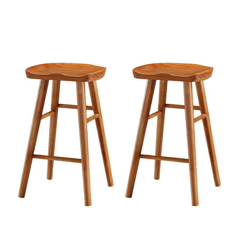 Industrial Style Wooden Bar-stool Saddle Seat Counter Stool for Kitchen Bar Distressed Wood 2 Piece Set Short Stool(22"H) Clearhalo 'Bar Furniture' 'Bar Stools' 'bar_stools' 'furn' 'furn_bar_stools' 'furniture_bar_stools' 'Kitchen & Dining Furniture' 'kitchen&dining_furn' 'kitchen' 'kitchen_furn' Furniture' 4620913