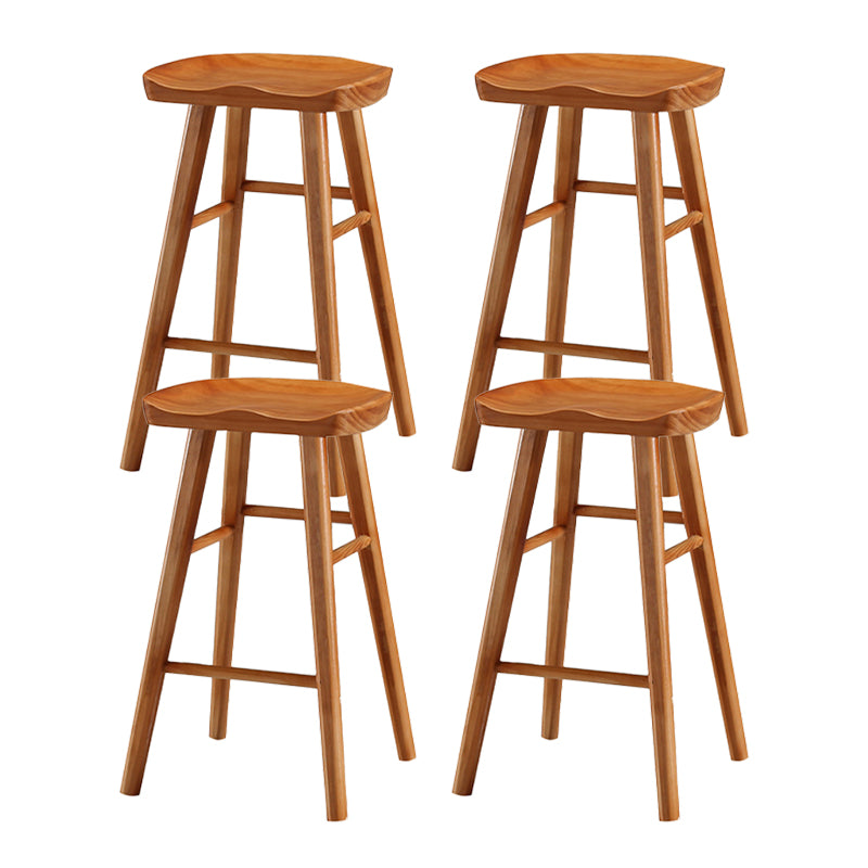 Industrial Style Wooden Bar-stool Saddle Seat Counter Stool for Kitchen Bar Distressed Wood 4 Piece Set Short Stool(22"H) Clearhalo 'Bar Furniture' 'Bar Stools' 'bar_stools' 'furn' 'furn_bar_stools' 'furniture_bar_stools' 'Kitchen & Dining Furniture' 'kitchen&dining_furn' 'kitchen' 'kitchen_furn' Furniture' 4620914