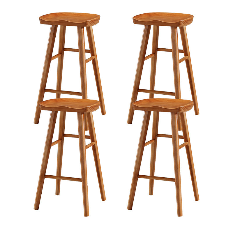 Industrial Style Wooden Bar-stool Saddle Seat Counter Stool for Kitchen Bar Distressed Wood 4 Piece Set Bar Stool(30"H) Clearhalo 'Bar Furniture' 'Bar Stools' 'bar_stools' 'furn' 'furn_bar_stools' 'furniture_bar_stools' 'Kitchen & Dining Furniture' 'kitchen&dining_furn' 'kitchen' 'kitchen_furn' Furniture' 4620917