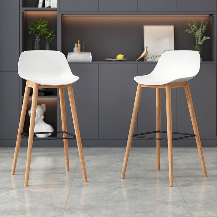Modern Armless Backrest Counter Stool Wood Cashier Bar Stool with Plastic Seat Clearhalo 'Bar Furniture' 'Bar Stools' 'bar_stools' 'furn' 'furn_bar_stools' 'furniture_bar_stools' 'Kitchen & Dining Furniture' 'kitchen&dining_furn' 'kitchen' 'kitchen_furn' Furniture' 4620973