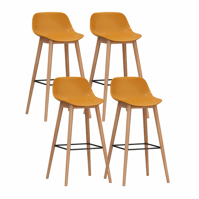 Modern Armless Backrest Counter Stool Wood Cashier Bar Stool with Plastic Seat Yellow 4 Piece Set Clearhalo 'Bar Furniture' 'Bar Stools' 'bar_stools' 'furn' 'furn_bar_stools' 'furniture_bar_stools' 'Kitchen & Dining Furniture' 'kitchen&dining_furn' 'kitchen' 'kitchen_furn' Furniture' 4620976