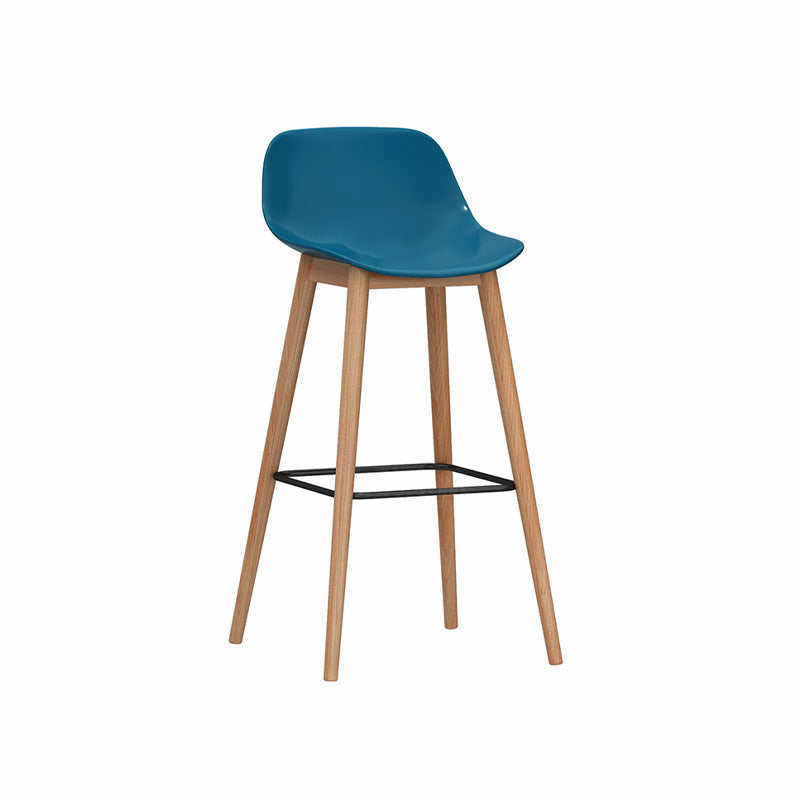 Modern Armless Backrest Counter Stool Wood Cashier Bar Stool with Plastic Seat Blue 1 Piece Clearhalo 'Bar Furniture' 'Bar Stools' 'bar_stools' 'furn' 'furn_bar_stools' 'furniture_bar_stools' 'Kitchen & Dining Furniture' 'kitchen&dining_furn' 'kitchen' 'kitchen_furn' Furniture' 4620977