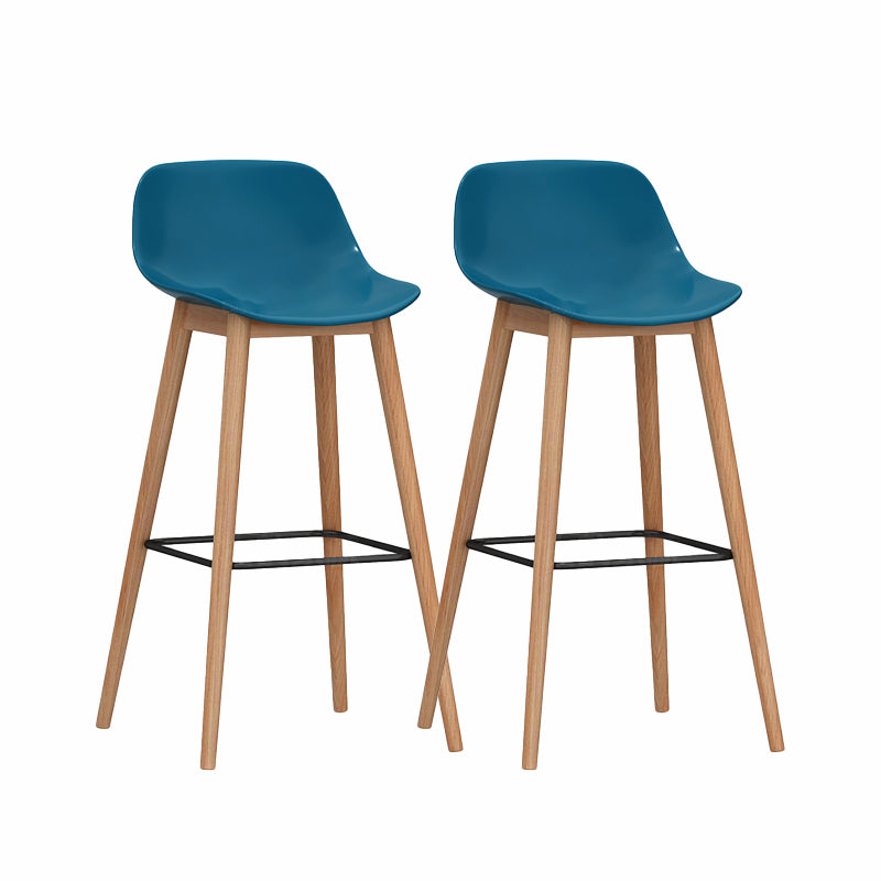 Modern Armless Backrest Counter Stool Wood Cashier Bar Stool with Plastic Seat Blue 2 Piece Set Clearhalo 'Bar Furniture' 'Bar Stools' 'bar_stools' 'furn' 'furn_bar_stools' 'furniture_bar_stools' 'Kitchen & Dining Furniture' 'kitchen&dining_furn' 'kitchen' 'kitchen_furn' Furniture' 4620980
