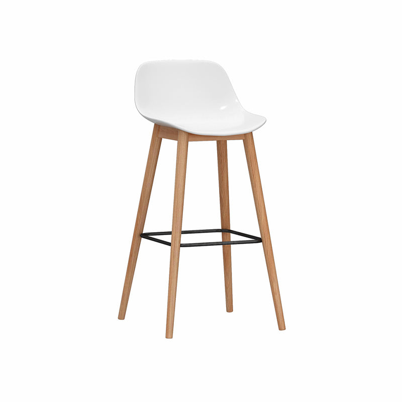 Modern Armless Backrest Counter Stool Wood Cashier Bar Stool with Plastic Seat White 1 Piece Clearhalo 'Bar Furniture' 'Bar Stools' 'bar_stools' 'furn' 'furn_bar_stools' 'furniture_bar_stools' 'Kitchen & Dining Furniture' 'kitchen&dining_furn' 'kitchen' 'kitchen_furn' Furniture' 4620983