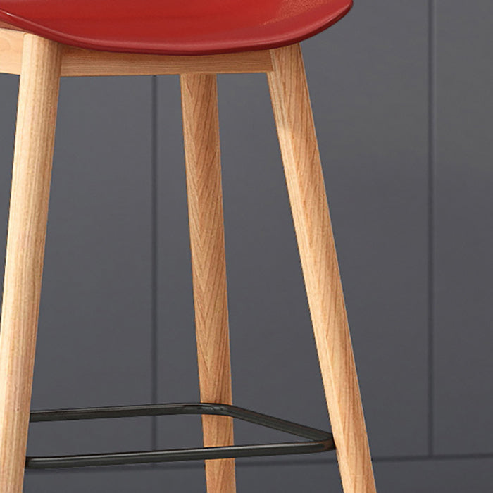 Modern Armless Backrest Counter Stool Wood Cashier Bar Stool with Plastic Seat Clearhalo 'Bar Furniture' 'Bar Stools' 'bar_stools' 'furn' 'furn_bar_stools' 'furniture_bar_stools' 'Kitchen & Dining Furniture' 'kitchen&dining_furn' 'kitchen' 'kitchen_furn' Furniture' 4620984