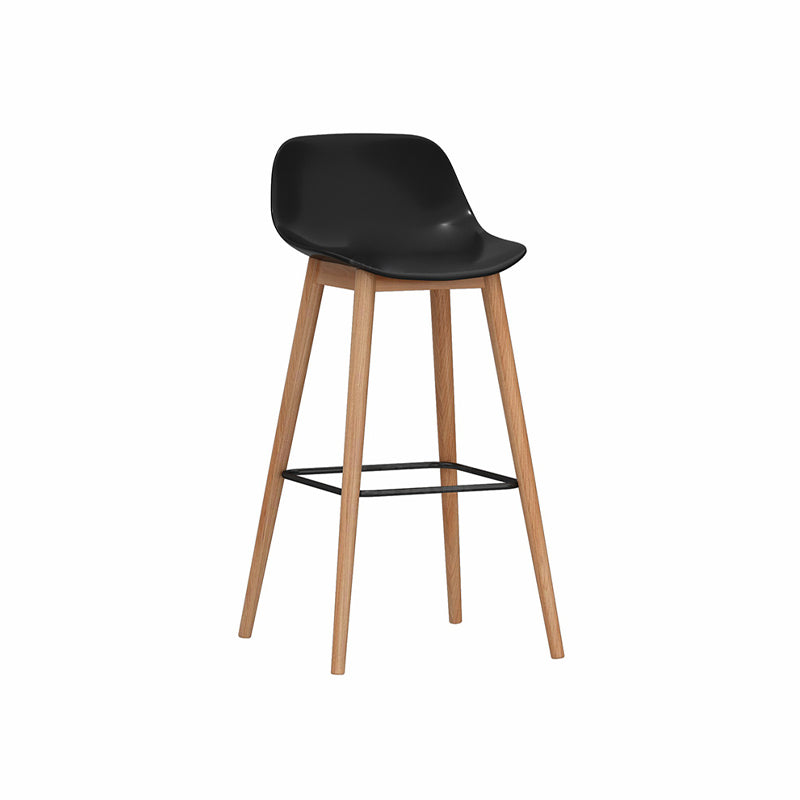 Modern Armless Backrest Counter Stool Wood Cashier Bar Stool with Plastic Seat Black 1 Piece Clearhalo 'Bar Furniture' 'Bar Stools' 'bar_stools' 'furn' 'furn_bar_stools' 'furniture_bar_stools' 'Kitchen & Dining Furniture' 'kitchen&dining_furn' 'kitchen' 'kitchen_furn' Furniture' 4620990