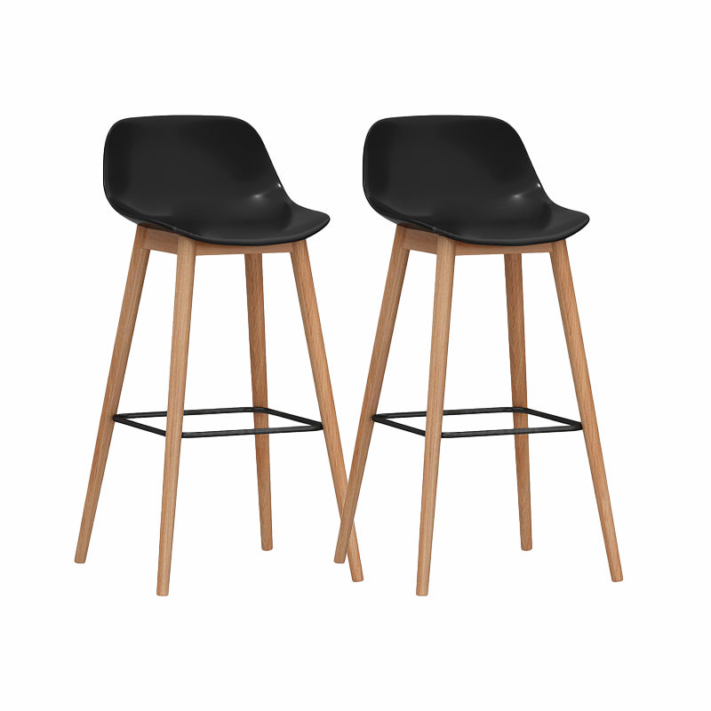 Modern Armless Backrest Counter Stool Wood Cashier Bar Stool with Plastic Seat Black 2 Piece Set Clearhalo 'Bar Furniture' 'Bar Stools' 'bar_stools' 'furn' 'furn_bar_stools' 'furniture_bar_stools' 'Kitchen & Dining Furniture' 'kitchen&dining_furn' 'kitchen' 'kitchen_furn' Furniture' 4620991