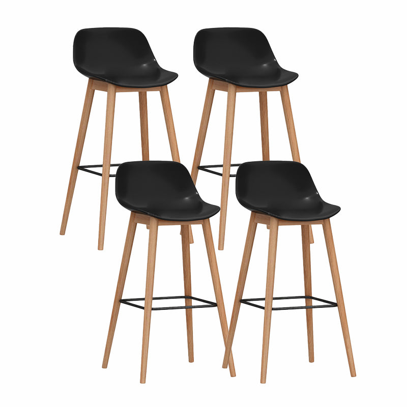 Modern Armless Backrest Counter Stool Wood Cashier Bar Stool with Plastic Seat Black 4 Piece Set Clearhalo 'Bar Furniture' 'Bar Stools' 'bar_stools' 'furn' 'furn_bar_stools' 'furniture_bar_stools' 'Kitchen & Dining Furniture' 'kitchen&dining_furn' 'kitchen' 'kitchen_furn' Furniture' 4620992