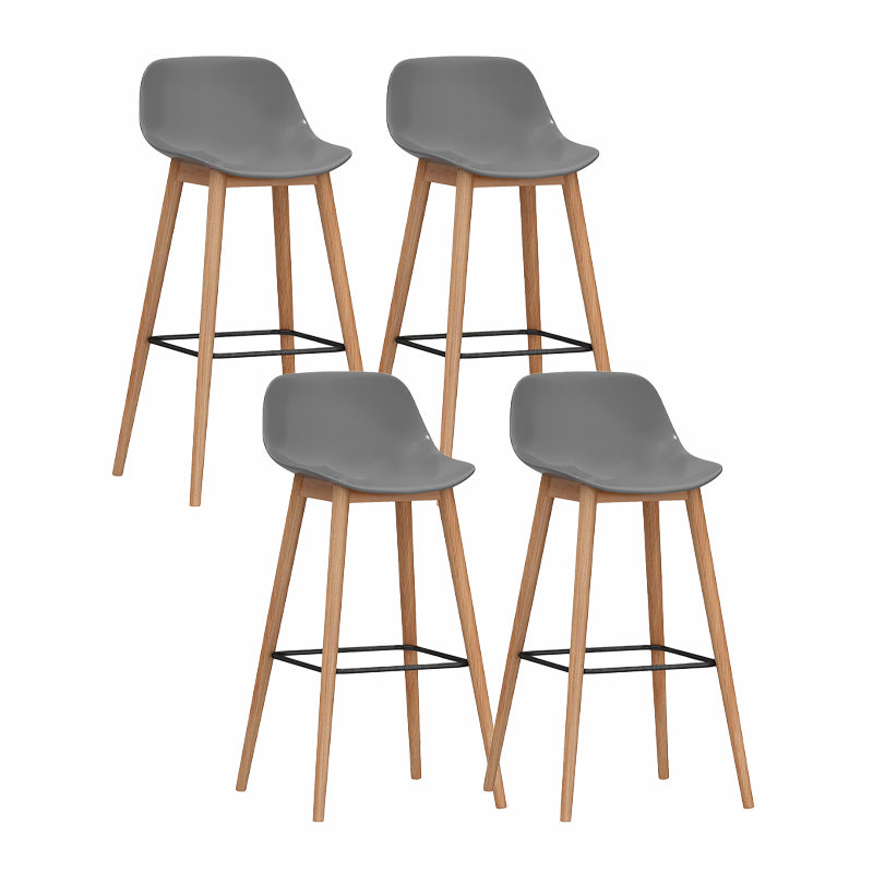 Modern Armless Backrest Counter Stool Wood Cashier Bar Stool with Plastic Seat Gray 4 Piece Set Clearhalo 'Bar Furniture' 'Bar Stools' 'bar_stools' 'furn' 'furn_bar_stools' 'furniture_bar_stools' 'Kitchen & Dining Furniture' 'kitchen&dining_furn' 'kitchen' 'kitchen_furn' Furniture' 4620995