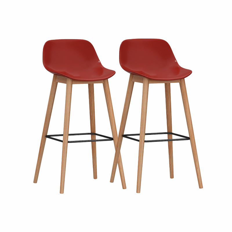 Modern Armless Backrest Counter Stool Wood Cashier Bar Stool with Plastic Seat Red 2 Piece Set Clearhalo 'Bar Furniture' 'Bar Stools' 'bar_stools' 'furn' 'furn_bar_stools' 'furniture_bar_stools' 'Kitchen & Dining Furniture' 'kitchen&dining_furn' 'kitchen' 'kitchen_furn' Furniture' 4620997