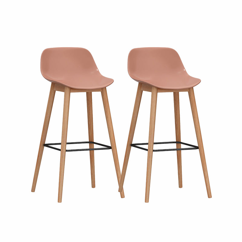 Modern Armless Backrest Counter Stool Wood Cashier Bar Stool with Plastic Seat Pink 2 Piece Set Clearhalo 'Bar Furniture' 'Bar Stools' 'bar_stools' 'furn' 'furn_bar_stools' 'furniture_bar_stools' 'Kitchen & Dining Furniture' 'kitchen&dining_furn' 'kitchen' 'kitchen_furn' Furniture' 4621000