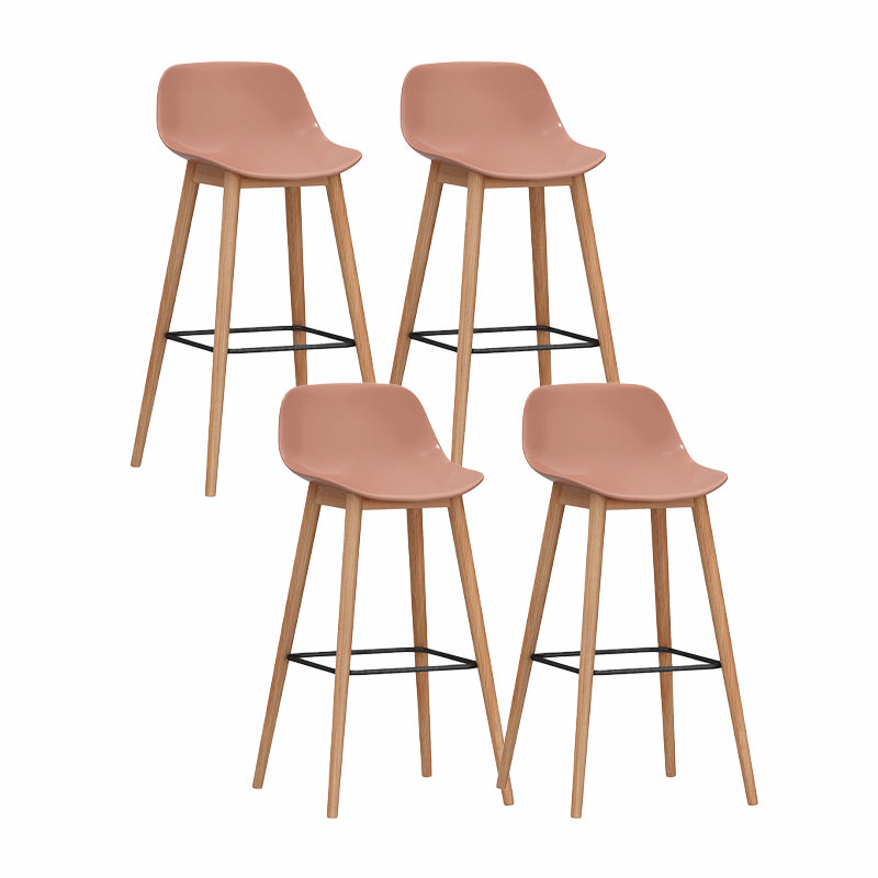 Modern Armless Backrest Counter Stool Wood Cashier Bar Stool with Plastic Seat Pink 4 Piece Set Clearhalo 'Bar Furniture' 'Bar Stools' 'bar_stools' 'furn' 'furn_bar_stools' 'furniture_bar_stools' 'Kitchen & Dining Furniture' 'kitchen&dining_furn' 'kitchen' 'kitchen_furn' Furniture' 4621001