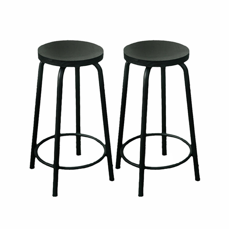 Modern Style Iron Bar Stool with Footrest Coffee Shop Casual Round Bar Stool 2 Piece Set Clearhalo 'Bar Furniture' 'Bar Stools' 'bar_stools' 'furn' 'furn_bar_stools' 'furniture_bar_stools' 'Kitchen & Dining Furniture' 'kitchen&dining_furn' 'kitchen' 'kitchen_furn' Furniture' 4621005