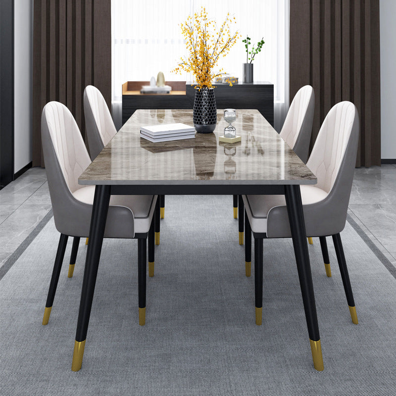 Glam Style 1/5/7 Pieces Dining Set with Stone Table Dining Furniture for Living Room 5 Pieces: Table, 4 Chairs Clearhalo 'Dining Room Sets' 'Dining Tables & Seating' 'dining_room_set' 'furn' 'furn_dining_room_set' 'Furniture' 'furniture_dining_room_set' 'Kitchen & Dining Furniture' 'kitchen&dining_furn' 'kitchen' 4621016