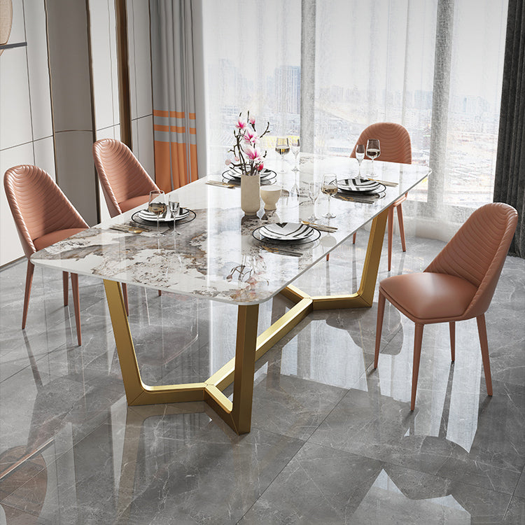 Nordic 1/4/5/6/7 Pieces Dining Set Sintered Stone Dining Table with Leather Chairs 5 Pieces: Table, 4 Chairs Clearhalo 'Dining Room Sets' 'Dining Tables & Seating' 'dining_room_set' 'furn' 'furn_dining_room_set' 'Furniture' 'furniture_dining_room_set' 'Kitchen & Dining Furniture' 'kitchen&dining_furn' 'kitchen' 4621063