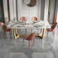 Nordic 1/4/5/6/7 Pieces Dining Set Sintered Stone Dining Table with Leather Chairs 6 Pieces: Table, 5 Chairs Clearhalo 'Dining Room Sets' 'Dining Tables & Seating' 'dining_room_set' 'furn' 'furn_dining_room_set' 'Furniture' 'furniture_dining_room_set' 'Kitchen & Dining Furniture' 'kitchen&dining_furn' 'kitchen' 4621065