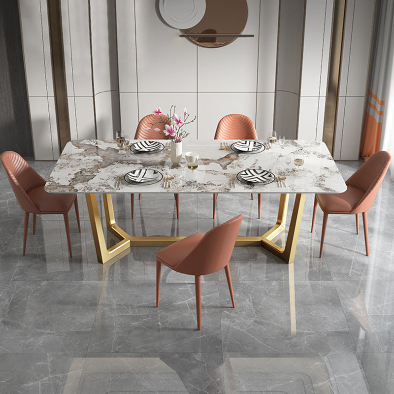 Nordic 1/4/5/6/7 Pieces Dining Set Sintered Stone Dining Table with Leather Chairs 6 Pieces: Table, 5 Chairs Clearhalo 'Dining Room Sets' 'Dining Tables & Seating' 'dining_room_set' 'furn' 'furn_dining_room_set' 'Furniture' 'furniture_dining_room_set' 'Kitchen & Dining Furniture' 'kitchen&dining_furn' 'kitchen' 4621065
