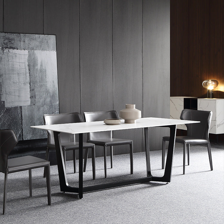 Nordic 1/4/5/6/7 Pieces Dining Set Sintered Stone Dining Table with Leather Chairs Clearhalo 'Dining Room Sets' 'Dining Tables & Seating' 'dining_room_set' 'furn' 'furn_dining_room_set' 'Furniture' 'furniture_dining_room_set' 'Kitchen & Dining Furniture' 'kitchen&dining_furn' 'kitchen' 4621078