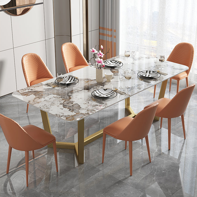 Nordic 1/4/5/6/7 Pieces Dining Set Sintered Stone Dining Table with Leather Chairs Clearhalo 'Dining Room Sets' 'Dining Tables & Seating' 'dining_room_set' 'furn' 'furn_dining_room_set' 'Furniture' 'furniture_dining_room_set' 'Kitchen & Dining Furniture' 'kitchen&dining_furn' 'kitchen' 4621079
