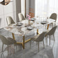 Nordic 1/4/5/6/7 Pieces Dining Set Sintered Stone Dining Table with Leather Chairs Clearhalo 'Dining Room Sets' 'Dining Tables & Seating' 'dining_room_set' 'furn' 'furn_dining_room_set' 'Furniture' 'furniture_dining_room_set' 'Kitchen & Dining Furniture' 'kitchen&dining_furn' 'kitchen' 4621081