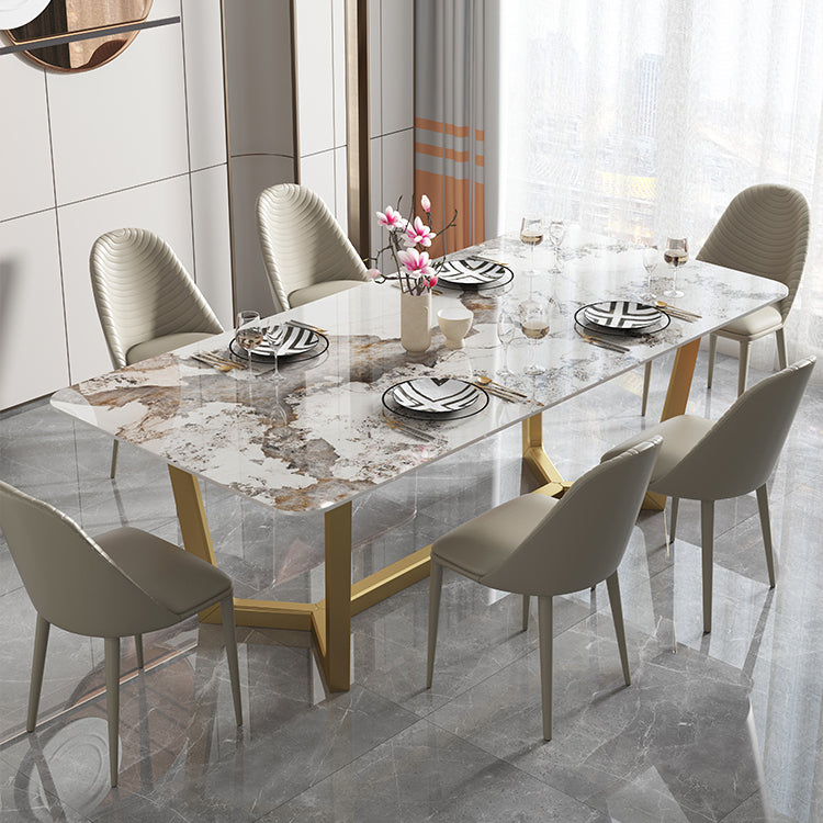 Nordic 1/4/5/6/7 Pieces Dining Set Sintered Stone Dining Table with Leather Chairs Clearhalo 'Dining Room Sets' 'Dining Tables & Seating' 'dining_room_set' 'furn' 'furn_dining_room_set' 'Furniture' 'furniture_dining_room_set' 'Kitchen & Dining Furniture' 'kitchen&dining_furn' 'kitchen' 4621081