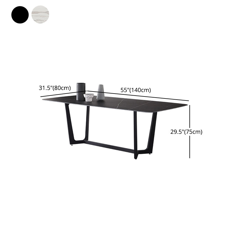 Nordic 1/4/5/6/7 Pieces Dining Set Sintered Stone Dining Table with Leather Chairs Clearhalo 'Dining Room Sets' 'Dining Tables & Seating' 'dining_room_set' 'furn' 'furn_dining_room_set' 'Furniture' 'furniture_dining_room_set' 'Kitchen & Dining Furniture' 'kitchen&dining_furn' 'kitchen' 4621086