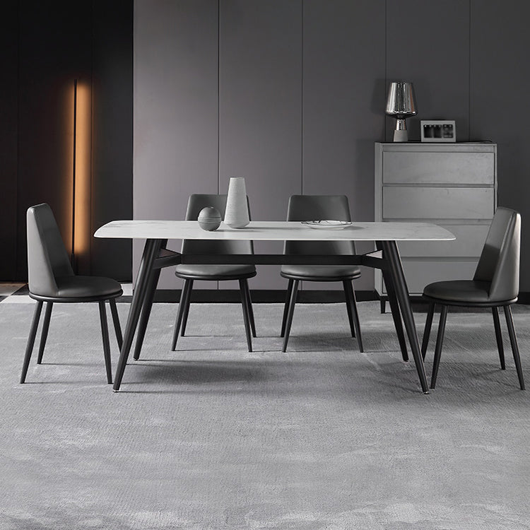 Modern 1/4/5/7 Pieces Dining Set Sintered Stone Top Dining Table with Leather Chairs Clearhalo 'Dining Room Sets' 'Dining Tables & Seating' 'dining_room_set' 'furn' 'furn_dining_room_set' 'Furniture' 'furniture_dining_room_set' 'Kitchen & Dining Furniture' 'kitchen&dining_furn' 'kitchen' 4621095
