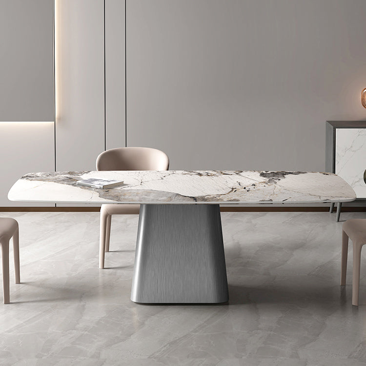 Designer Style 1/3/4/7 Pieces Dining Set Sintered Stone Dining Table with Leather Chairs Clearhalo 'Dining Room Sets' 'Dining Tables & Seating' 'dining_room_set' 'furn' 'furn_dining_room_set' 'Furniture' 'furniture_dining_room_set' 'Kitchen & Dining Furniture' 'kitchen&dining_furn' 'kitchen' 4621116