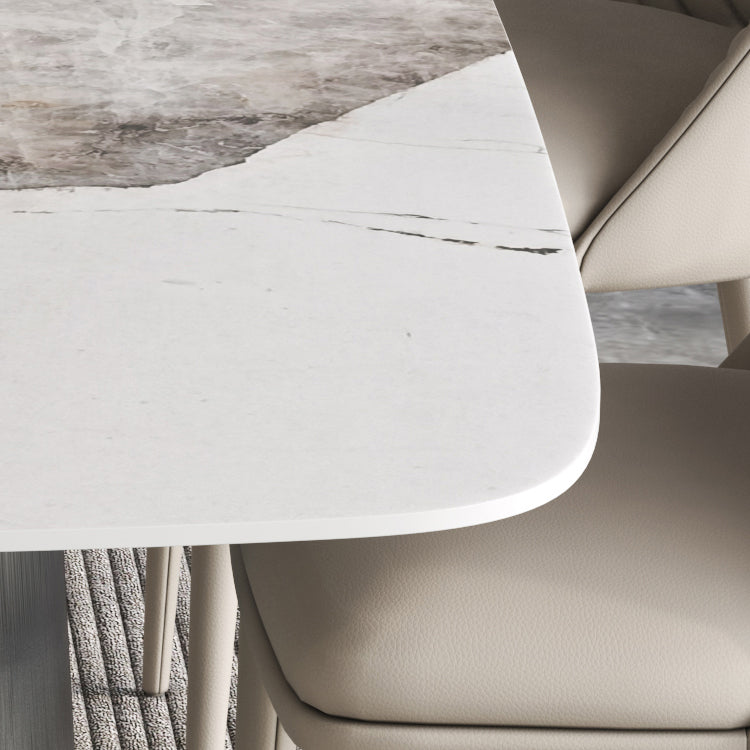 Designer Style 1/3/4/7 Pieces Dining Set Sintered Stone Dining Table with Leather Chairs Clearhalo 'Dining Room Sets' 'Dining Tables & Seating' 'dining_room_set' 'furn' 'furn_dining_room_set' 'Furniture' 'furniture_dining_room_set' 'Kitchen & Dining Furniture' 'kitchen&dining_furn' 'kitchen' 4621122