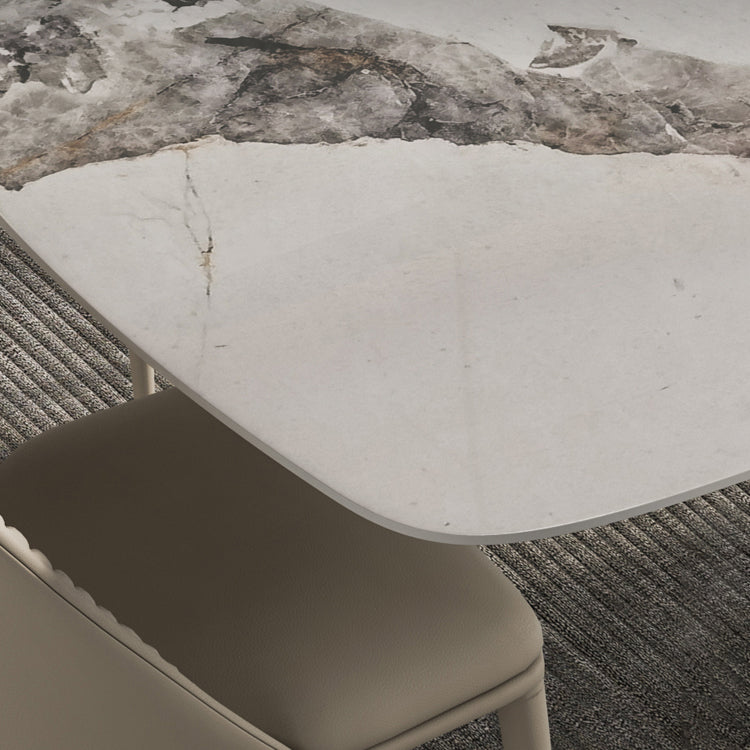 Designer Style 1/3/4/7 Pieces Dining Set Sintered Stone Dining Table with Leather Chairs Clearhalo 'Dining Room Sets' 'Dining Tables & Seating' 'dining_room_set' 'furn' 'furn_dining_room_set' 'Furniture' 'furniture_dining_room_set' 'Kitchen & Dining Furniture' 'kitchen&dining_furn' 'kitchen' 4621123