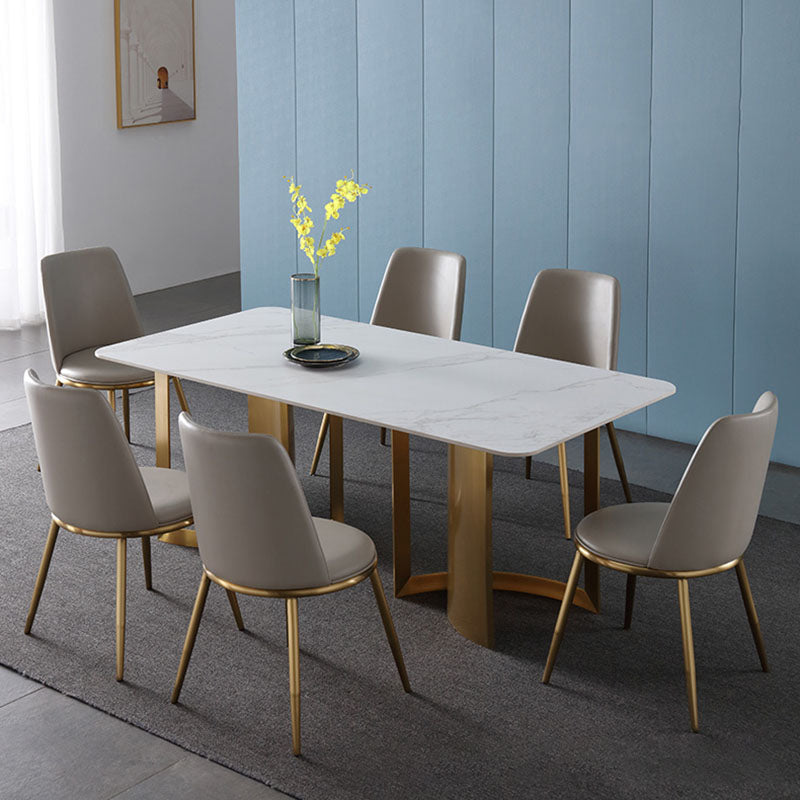 1/5/6/7 Pcs Dining Chairs Set Rectangular Dining Room Table Set with Double Pedestal Base 7 Pieces: Table, 6 Chairs Clearhalo 'Dining Room Sets' 'Dining Tables & Seating' 'dining_room_set' 'furn' 'furn_dining_room_set' 'Furniture' 'furniture_dining_room_set' 'Kitchen & Dining Furniture' 'kitchen&dining_furn' 'kitchen' 4621167