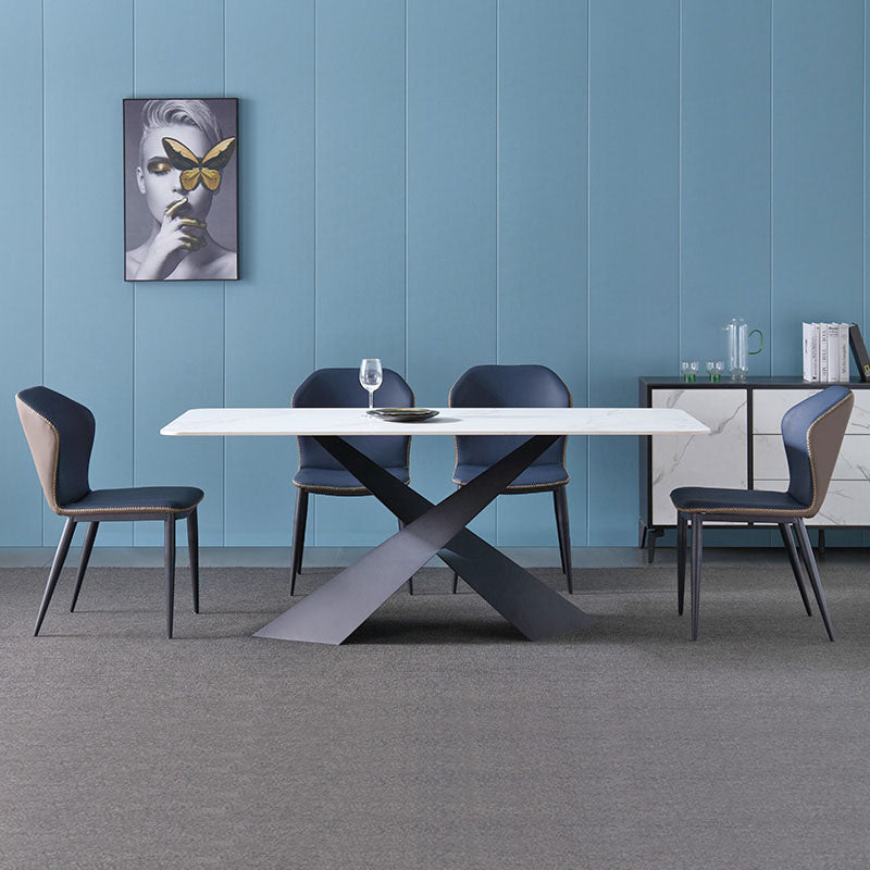 Scandinavian 1/4/5/7 Pcs Dining Chairs Set Sintered Stone Dining Room Set for Home 5 Pieces: Table, 4 Blue Chairs Clearhalo 'Dining Room Sets' 'Dining Tables & Seating' 'dining_room_set' 'furn' 'furn_dining_room_set' 'Furniture' 'furniture_dining_room_set' 'Kitchen & Dining Furniture' 'kitchen&dining_furn' 'kitchen' 4621210