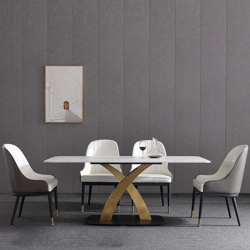 1/4/5 Pcs Dining Chairs Set Rectangular Dining Room Table Set with Pedestal Base 5 Pieces: Table, 4 Chairs Clearhalo 'Dining Room Sets' 'Dining Tables & Seating' 'dining_room_set' 'furn' 'furn_dining_room_set' 'Furniture' 'furniture_dining_room_set' 'Kitchen & Dining Furniture' 'kitchen&dining_furn' 'kitchen' 4621222