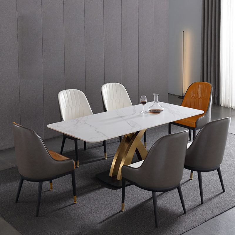 1/4/5 Pcs Dining Chairs Set Rectangular Dining Room Table Set with Pedestal Base 7 Pieces: Table, 6 Chairs Clearhalo 'Dining Room Sets' 'Dining Tables & Seating' 'dining_room_set' 'furn' 'furn_dining_room_set' 'Furniture' 'furniture_dining_room_set' 'Kitchen & Dining Furniture' 'kitchen&dining_furn' 'kitchen' 4621226