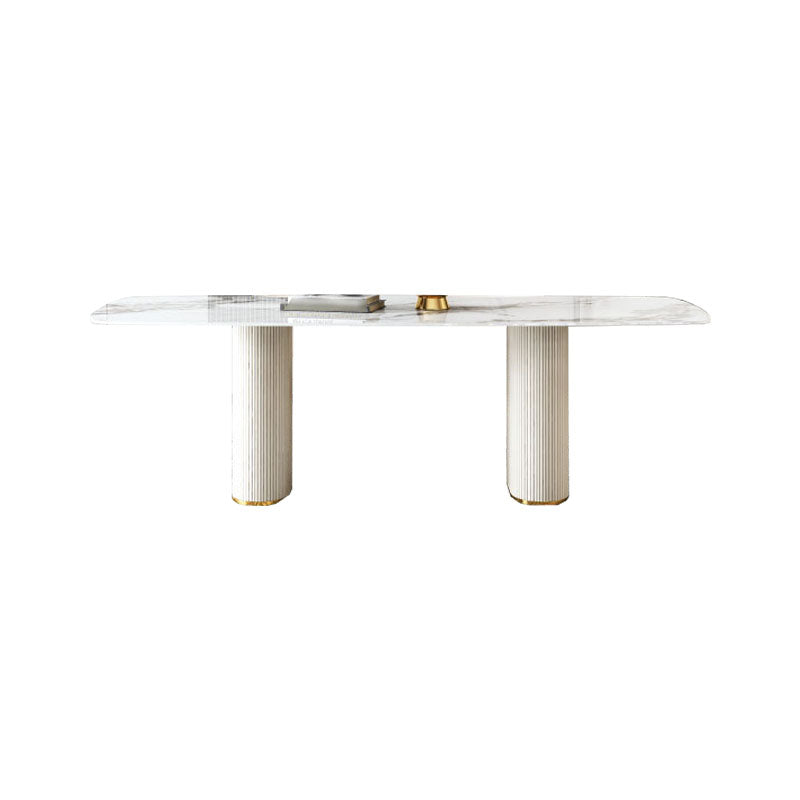 1/4/5/7/8 Pcs Dining Chairs Set Rectangle Dining Room Table Set with Double Pedestal Clearhalo 'Dining Room Sets' 'Dining Tables & Seating' 'dining_room_set' 'furn' 'furn_dining_room_set' 'Furniture' 'furniture_dining_room_set' 'Kitchen & Dining Furniture' 'kitchen&dining_furn' 'kitchen' 4621241