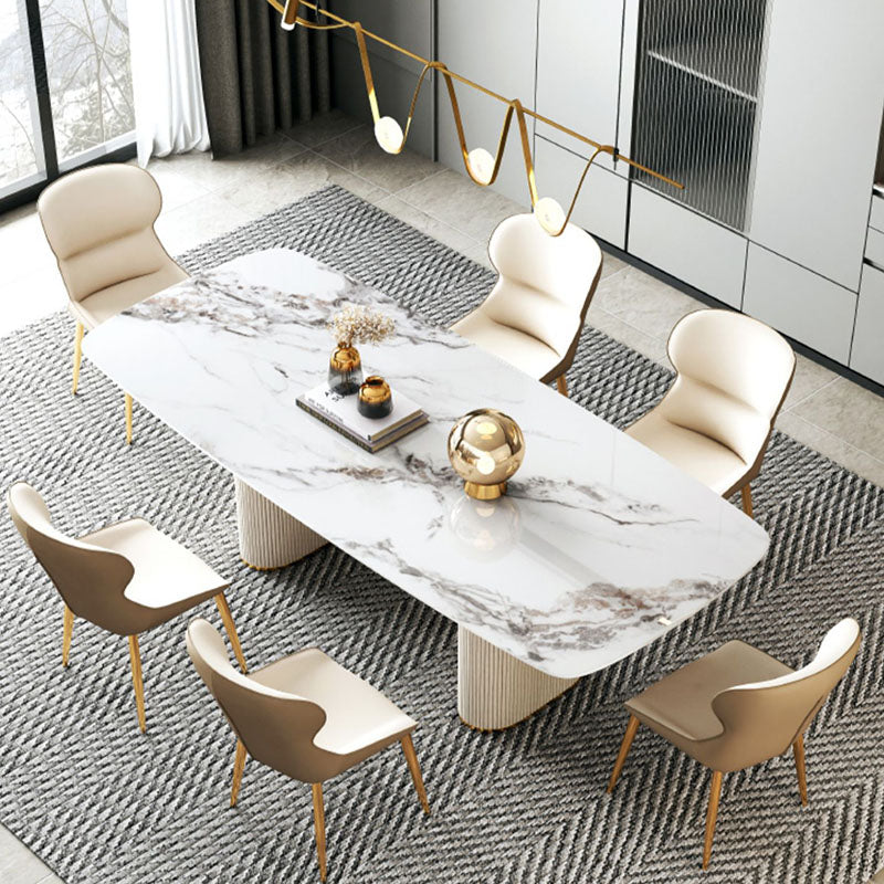 1/4/5/7/8 Pcs Dining Chairs Set Rectangle Dining Room Table Set with Double Pedestal Clearhalo 'Dining Room Sets' 'Dining Tables & Seating' 'dining_room_set' 'furn' 'furn_dining_room_set' 'Furniture' 'furniture_dining_room_set' 'Kitchen & Dining Furniture' 'kitchen&dining_furn' 'kitchen' 4621246