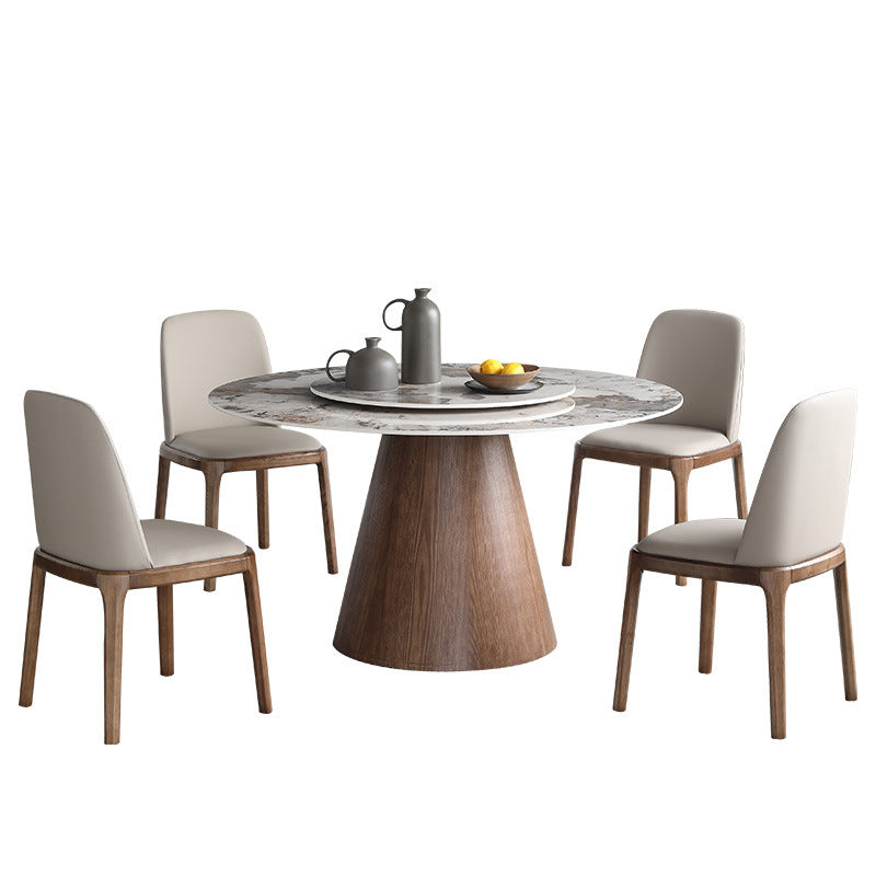 Modern 1/4/5/7 Pieces Dining Sintered Stone Dining Table Set for Kitchen with Wood Legs 5 Pieces: Gold Table, 4 Chairs Clearhalo 'Dining Room Sets' 'Dining Tables & Seating' 'dining_room_set' 'furn' 'furn_dining_room_set' 'Furniture' 'furniture_dining_room_set' 'Kitchen & Dining Furniture' 'kitchen&dining_furn' 'kitchen' 4621255