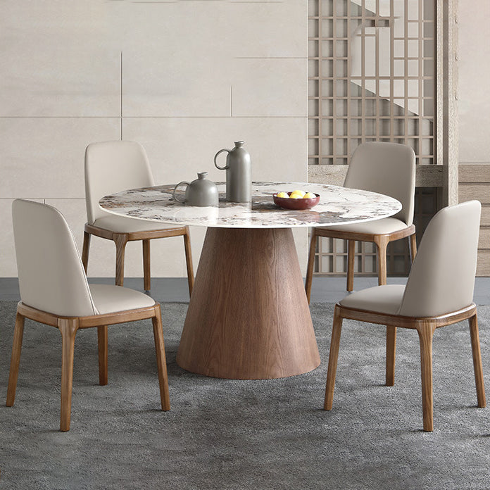 Modern 1/4/5/7 Pieces Dining Sintered Stone Dining Table Set for Kitchen with Wood Legs 5 Pieces: White Table, 4 Chairs Clearhalo 'Dining Room Sets' 'Dining Tables & Seating' 'dining_room_set' 'furn' 'furn_dining_room_set' 'Furniture' 'furniture_dining_room_set' 'Kitchen & Dining Furniture' 'kitchen&dining_furn' 'kitchen' 4621262