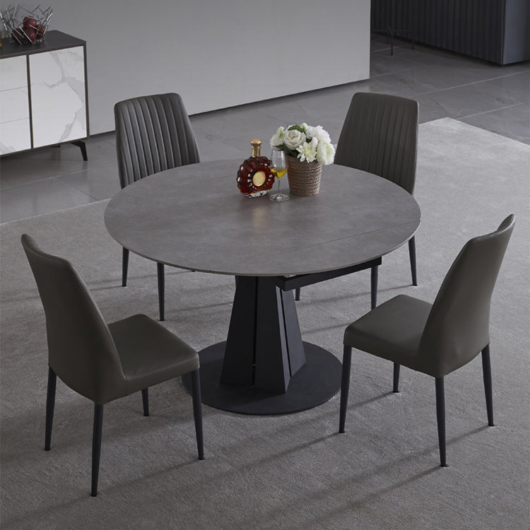 Modern 1/4/5/7 Pieces Dining Sintered Stone Dining Table Set for Kitchen 5 Pieces: Table, 4 Grey Chairs Clearhalo 'Dining Room Sets' 'Dining Tables & Seating' 'dining_room_set' 'furn' 'furn_dining_room_set' 'Furniture' 'furniture_dining_room_set' 'Kitchen & Dining Furniture' 'kitchen&dining_furn' 'kitchen' 4621273