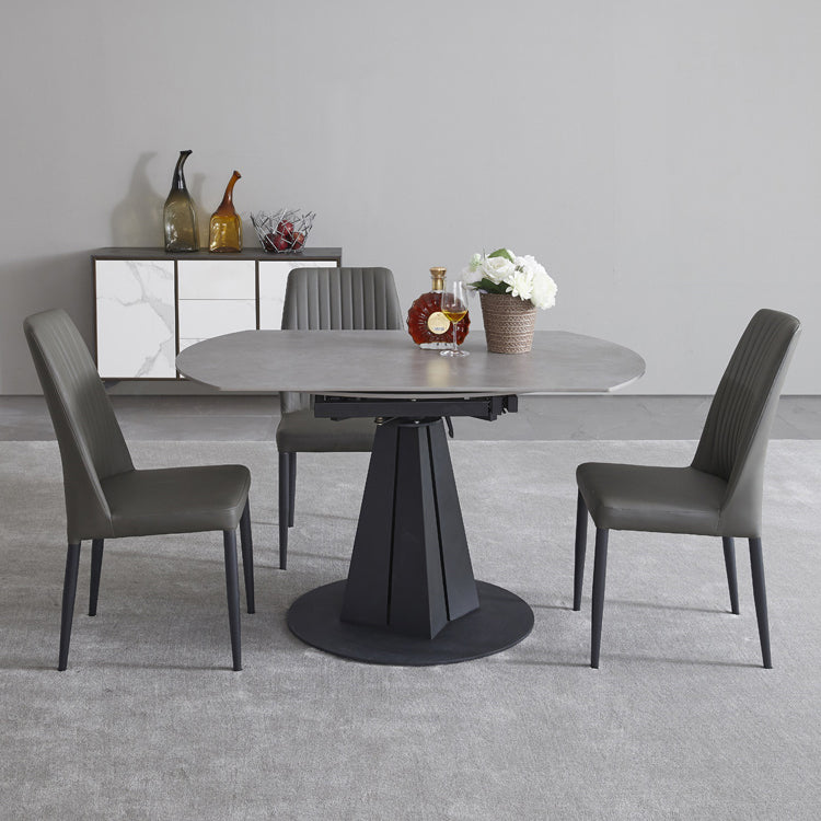 Modern 1/4/5/7 Pieces Dining Sintered Stone Dining Table Set for Kitchen 4 Pieces: Table, 3 Grey Chairs Clearhalo 'Dining Room Sets' 'Dining Tables & Seating' 'dining_room_set' 'furn' 'furn_dining_room_set' 'Furniture' 'furniture_dining_room_set' 'Kitchen & Dining Furniture' 'kitchen&dining_furn' 'kitchen' 4621276