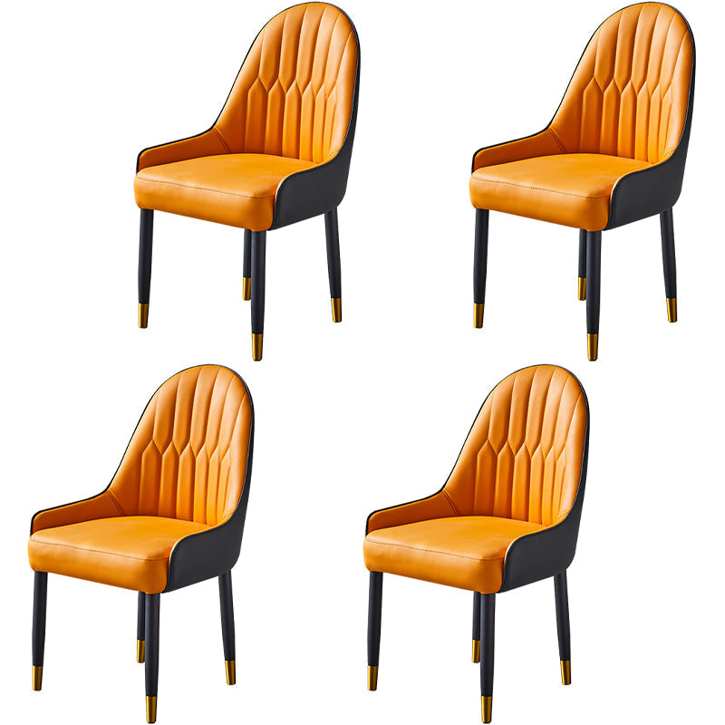 Modern 1/4/5/7 Pieces Dining Sintered Stone Dining Table Set for Kitchen 4 Orange Chairs Clearhalo 'Dining Room Sets' 'Dining Tables & Seating' 'dining_room_set' 'furn' 'furn_dining_room_set' 'Furniture' 'furniture_dining_room_set' 'Kitchen & Dining Furniture' 'kitchen&dining_furn' 'kitchen' 4621282