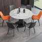 Modern Style 1/4/5/7 Pieces Dining Set Sintered Stone Dining Table Set with Metal Legs 7 Pieces: Table, 2 Orange+4 Grey Chairs Clearhalo 'Dining Room Sets' 'Dining Tables & Seating' 'dining_room_set' 'furn' 'furn_dining_room_set' 'Furniture' 'furniture_dining_room_set' 'Kitchen & Dining Furniture' 'kitchen&dining_furn' 'kitchen' 4621289