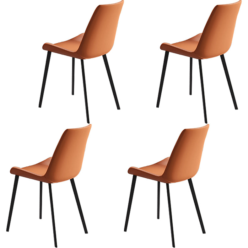 Modern Style 1/4/5/7 Pieces Dining Set Sintered Stone Dining Table Set with Metal Legs 4 Orange Chairs Clearhalo 'Dining Room Sets' 'Dining Tables & Seating' 'dining_room_set' 'furn' 'furn_dining_room_set' 'Furniture' 'furniture_dining_room_set' 'Kitchen & Dining Furniture' 'kitchen&dining_furn' 'kitchen' 4621290