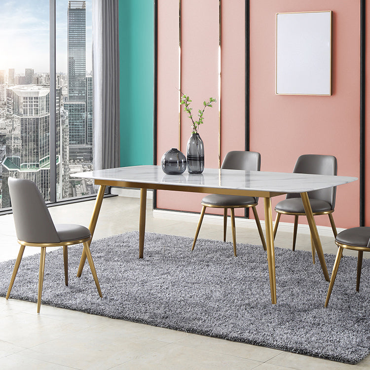 Modern 1/4/5/7 Pieces Furniture Sintered Stone Dining Set for Kitchen with Metal Legs Clearhalo 'Dining Room Sets' 'Dining Tables & Seating' 'dining_room_set' 'furn' 'furn_dining_room_set' 'Furniture' 'furniture_dining_room_set' 'Kitchen & Dining Furniture' 'kitchen&dining_furn' 'kitchen' 4621303