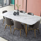 Modern 1/4/5/7 Pieces Furniture Sintered Stone Dining Set for Kitchen with Metal Legs 7 Pieces: Table, 6 Chairs Clearhalo 'Dining Room Sets' 'Dining Tables & Seating' 'dining_room_set' 'furn' 'furn_dining_room_set' 'Furniture' 'furniture_dining_room_set' 'Kitchen & Dining Furniture' 'kitchen&dining_furn' 'kitchen' 4621305