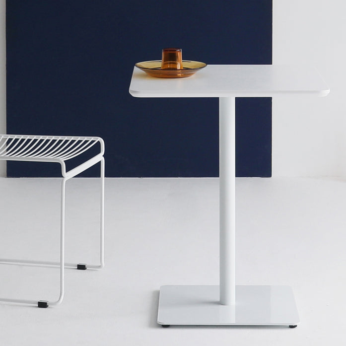 Square Pedestal Dinner Table Industrial Style MDF Dining Table for Indoor White 27.6"L x 27.6"W x 29.5"H Without Chairs Clearhalo ' dining_table' 'Dining Tables & Seating' 'Dining Tables' 'furn' 'furn_dining_table' 'Furniture' 'furniture_dining_table' 'Kitchen & Dining Furniture' 'kitchen&dining_furn' 'kitchen' 'kitchen_dining_table' 4621374