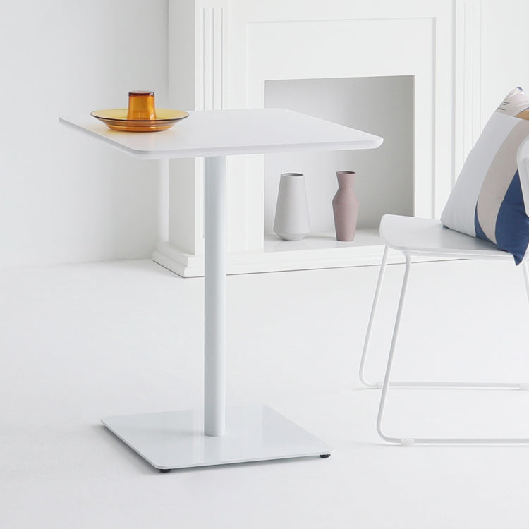 Square Pedestal Dinner Table Industrial Style MDF Dining Table for Indoor White 23.6"L x 23.6"W x 29.5"H Without Chairs Clearhalo ' dining_table' 'Dining Tables & Seating' 'Dining Tables' 'furn' 'furn_dining_table' 'Furniture' 'furniture_dining_table' 'Kitchen & Dining Furniture' 'kitchen&dining_furn' 'kitchen' 'kitchen_dining_table' 4621375