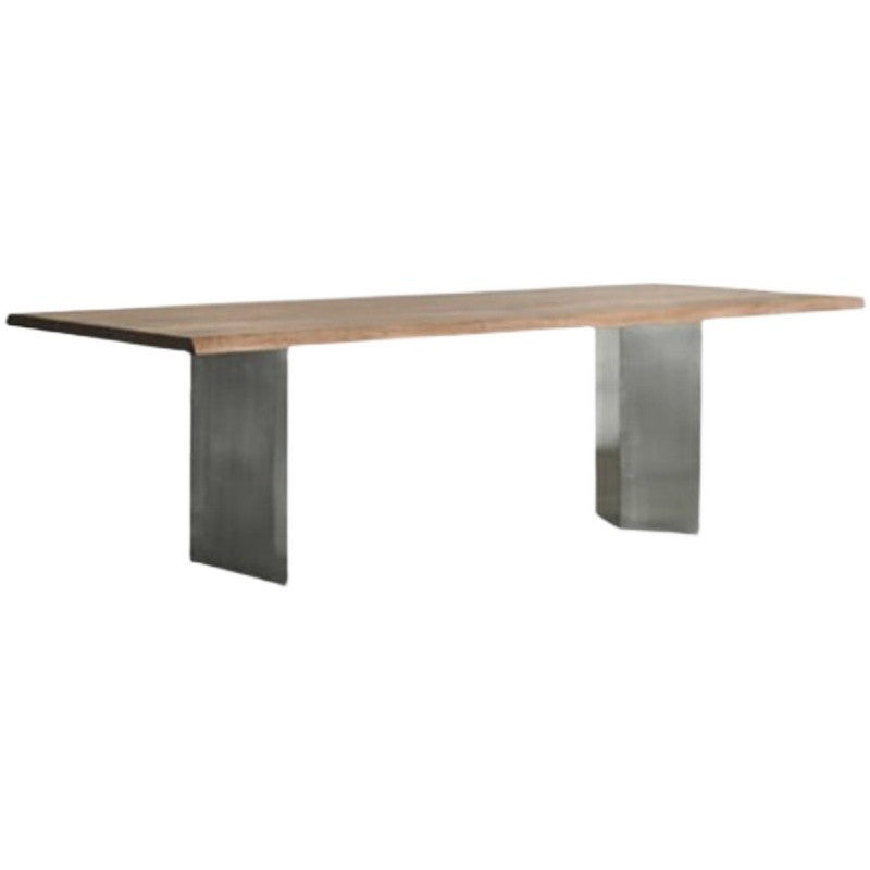 Industrial Pine Wood Table for Restaurant Rectangle Dining Table with Metal Double Pedestal Without Chairs Clearhalo ' dining_table' 'Dining Tables & Seating' 'Dining Tables' 'furn' 'furn_dining_table' 'Furniture' 'furniture_dining_table' 'Kitchen & Dining Furniture' 'kitchen&dining_furn' 'kitchen' 'kitchen_dining_table' 4621394